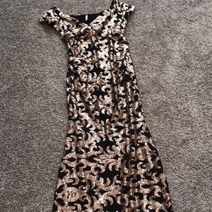 Black and Gold Sequin Maternity Gown